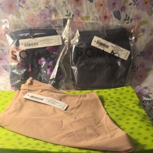 SOMA Women's Panty Trio — Nude, Black Floral & Charcoal Boy Shorts